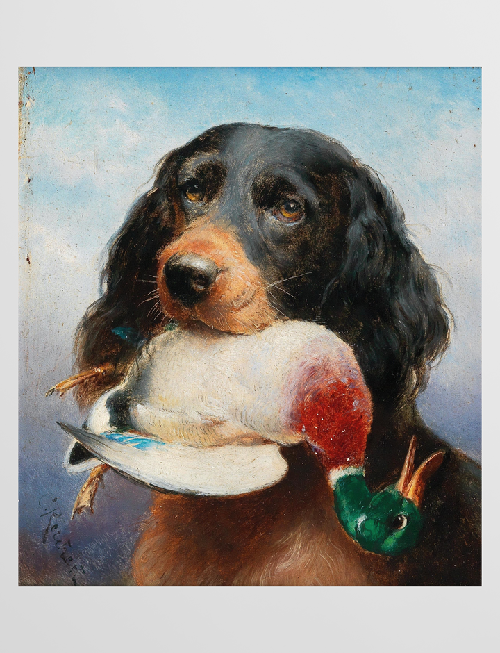 Setter with Mallard Duck, 1918